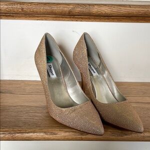 Dune London Gold Heels with Elegant Pointed Toe and Stiletto Heel